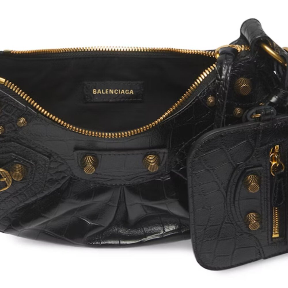Balenciaga Le Cagole XS Croc-Embossed Shoulder Bag